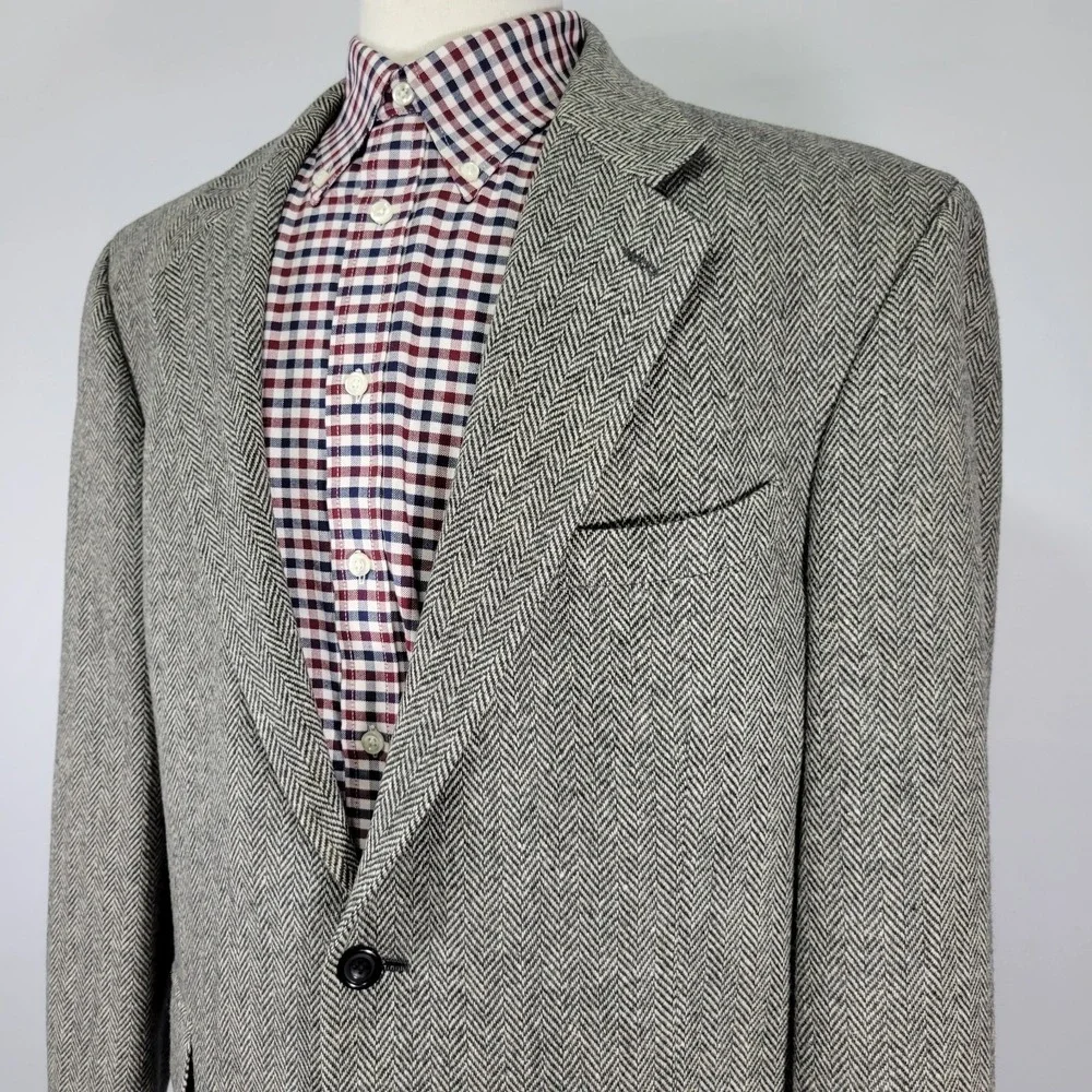 Oscar‎ De La Renta Men's Tweed Sport Coat Blazer Two Button Herringbone 44R